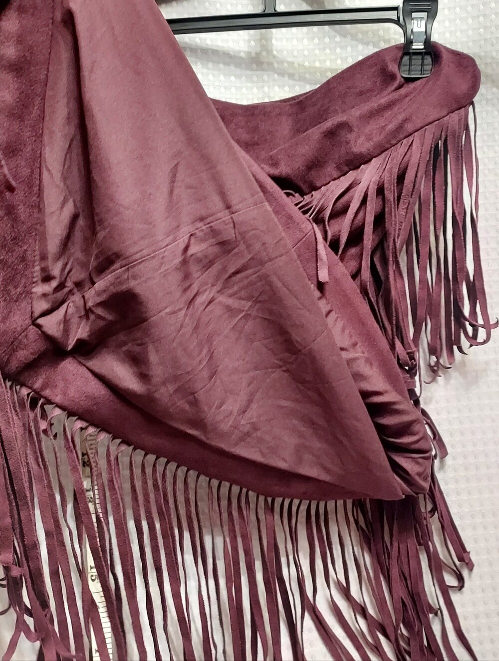 Express Burgundy Asymmetrical Fringe Skirt - Picture 8 of 10